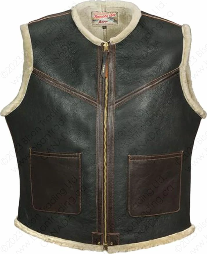 Aero Leather Black Shearling "Outlaw" Vest 3 Aero Leather Black Shearling "Outlaw" Vest