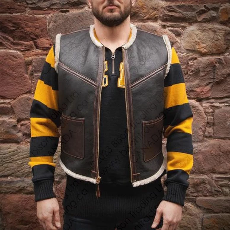 Aero Leather Black Shearling "Outlaw" Vest 8 Aero Leather Black Shearling "Outlaw" Vest - Image 6