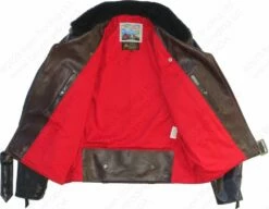 Aero Leather Type J-106 Motorcycle Jacket 37 Aero Leather Type J-106 Motorcycle Jacket -Bison Trading Shop aero j106 blkbrn 42 23