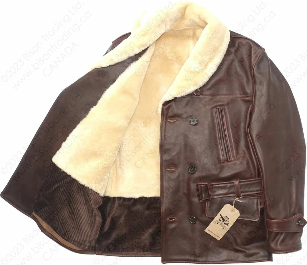 Aero Leather Shawl Collar Barnstormer With Sheepskin Lining 11 Aero Leather Shawl Collar Barnstormer With Sheepskin Lining - Image 9