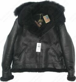 Cockpit USA All Black B-3 Hooded Sheepskin Bomber Jacket Z203615B 39 Cockpit USA All Black B-3 Hooded Sheepskin Bomber Jacket Z203615B -Bison Trading Shop cockpit b3 hooded black 11