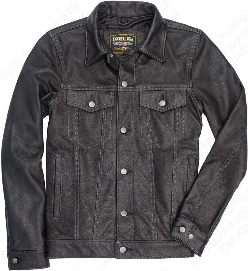 Cockpit USA Calfskin Leather Jean Jacket Z21X003 3 Cockpit USA Calfskin Leather Jean Jacket Z21X003