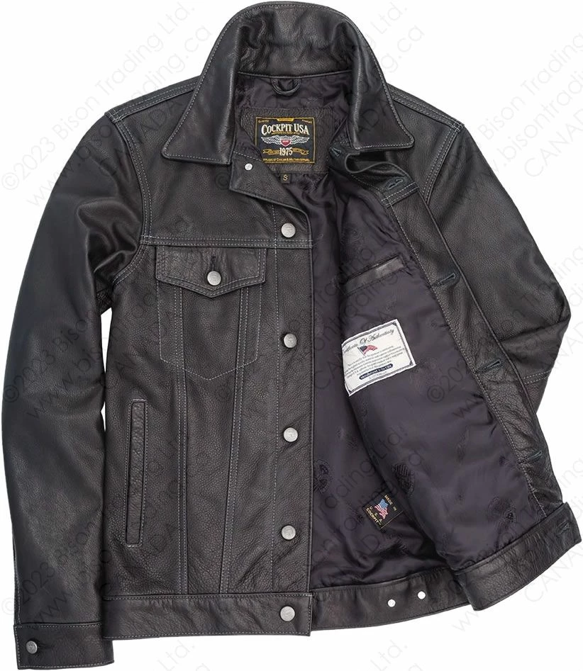 Cockpit USA Calfskin Leather Jean Jacket Z21X003 5 Cockpit USA Calfskin Leather Jean Jacket Z21X003 - Image 3