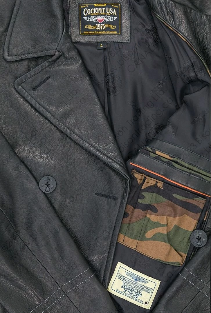 Cockpit USA Leather Pea Coat Z21V030 6 Cockpit USA Leather Pea Coat Z21V030 - Image 4