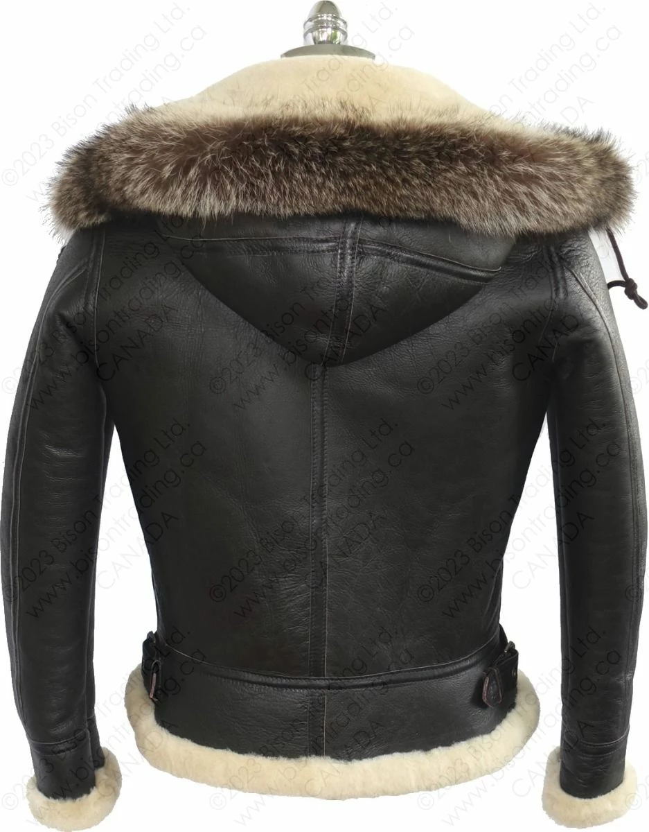 Cockpit USA Women's Hooded Sheepskin Jacket W72N500 6 Cockpit USA Women's Hooded Sheepskin Jacket W72N500 - Image 4