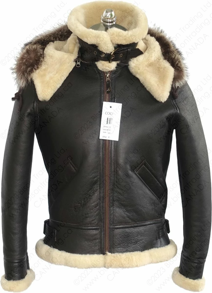 Cockpit USA Women's Hooded Sheepskin Jacket W72N500 8 Cockpit USA Women's Hooded Sheepskin Jacket W72N500 - Image 6