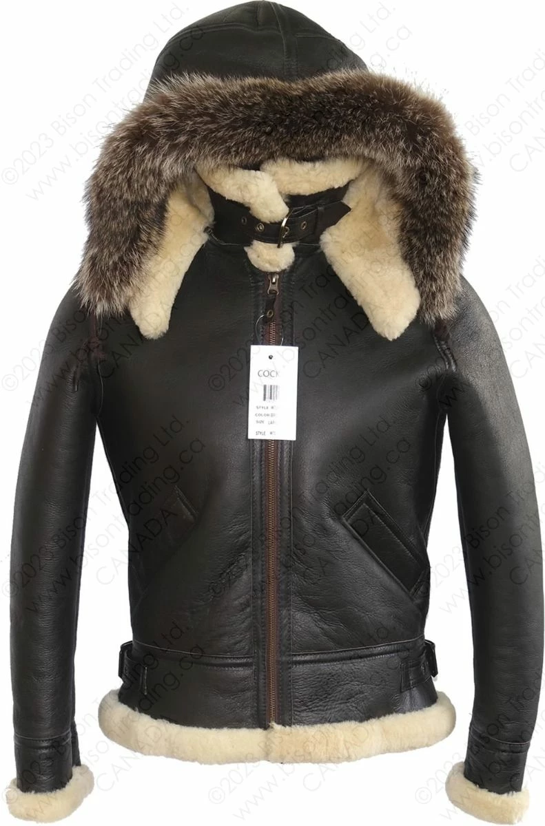 Cockpit USA Women's Hooded Sheepskin Jacket W72N500 9 Cockpit USA Women's Hooded Sheepskin Jacket W72N500 - Image 7
