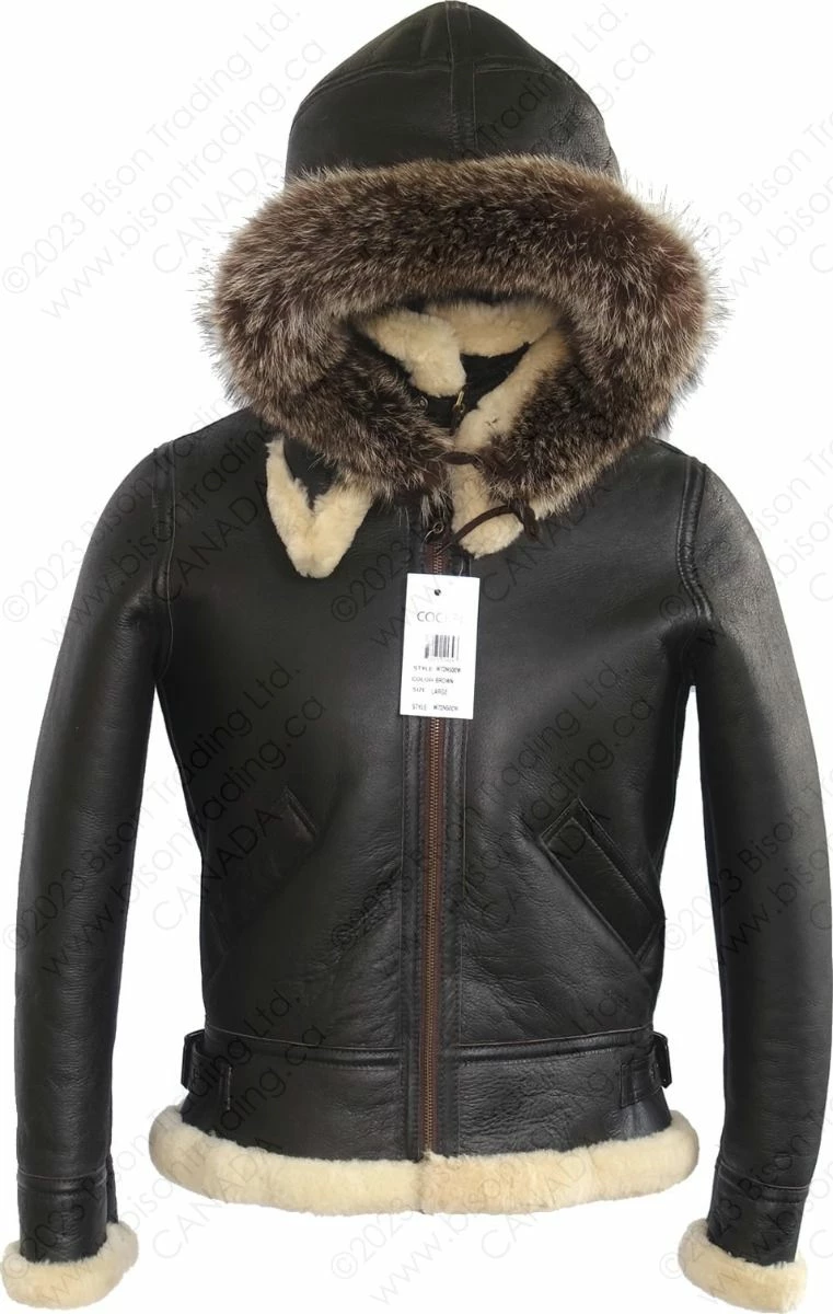 Cockpit USA Women's Hooded Sheepskin Jacket W72N500 10 Cockpit USA Women's Hooded Sheepskin Jacket W72N500 - Image 8