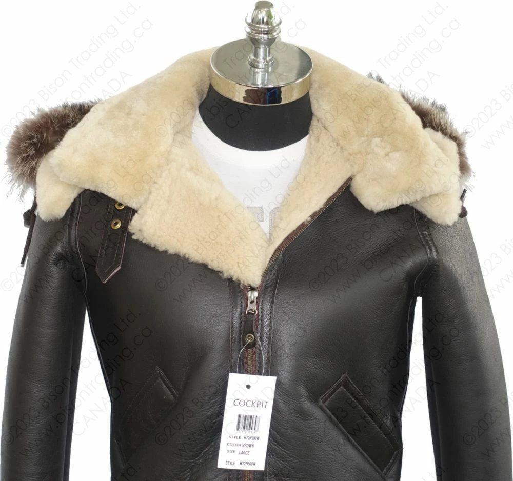 Cockpit USA Women's Hooded Sheepskin Jacket W72N500 14 Cockpit USA Women's Hooded Sheepskin Jacket W72N500 - Image 12