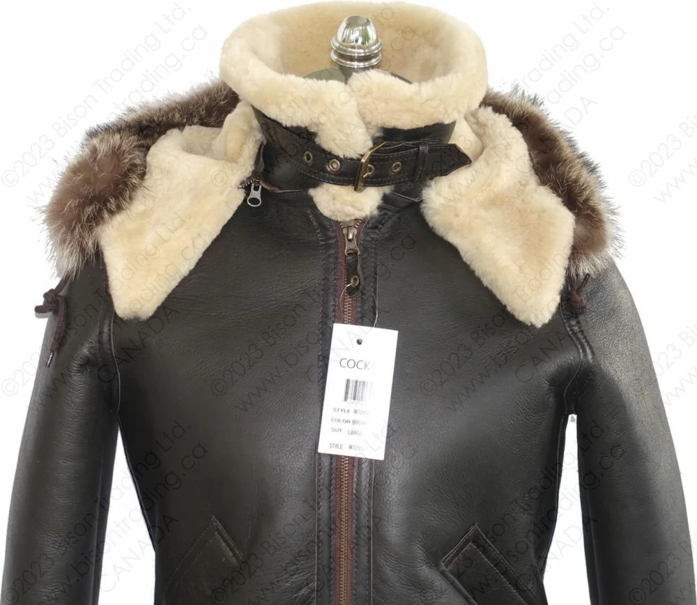 Cockpit USA Women's Hooded Sheepskin Jacket W72N500 17 Cockpit USA Women's Hooded Sheepskin Jacket W72N500 - Image 15