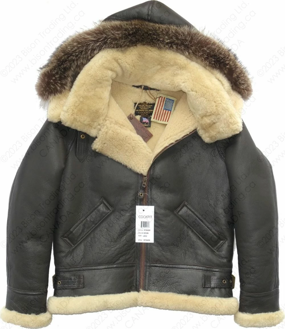 Cockpit USA Women's Hooded Sheepskin Jacket W72N500 19 Cockpit USA Women's Hooded Sheepskin Jacket W72N500 - Image 17