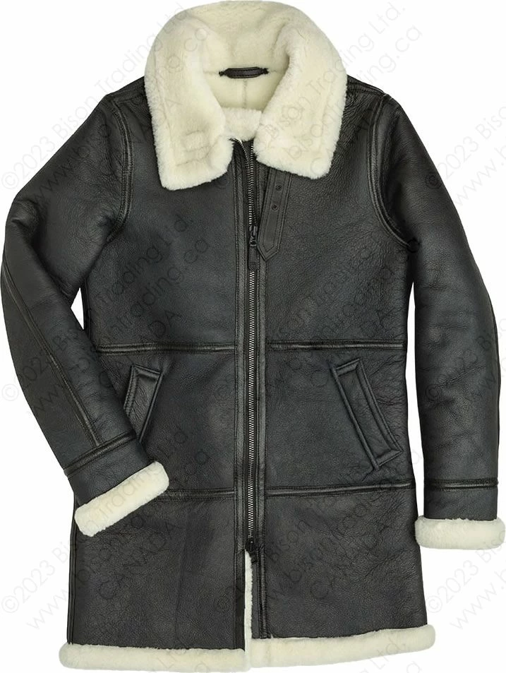 Cockpit USA Women's Black & White Sheepskin Coat W72N700 3 Cockpit USA Women's Black & White Sheepskin Coat W72N700