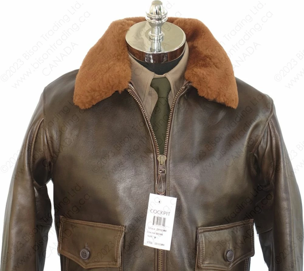 Cockpit USA U.S. Navy Lambskin G-1 Flight Jacket Z201035M 8 Cockpit USA U.S. Navy Lambskin G-1 Flight Jacket Z201035M - Image 6