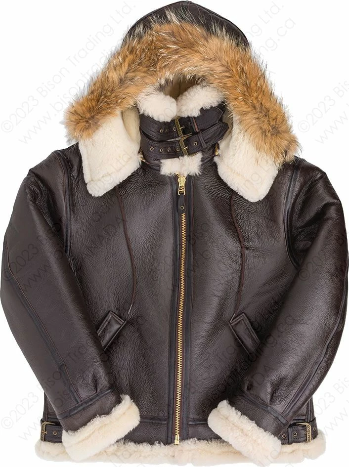 Cockpit USA B-3 Hooded Sheepskin Bomber Jacket Z203615 19 Cockpit USA B-3 Hooded Sheepskin Bomber Jacket Z203615 - Image 17