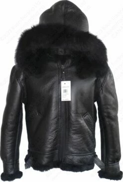 Cockpit USA All Black B-3 Hooded Sheepskin Bomber Jacket Z203615B 28 Cockpit USA All Black B-3 Hooded Sheepskin Bomber Jacket Z203615B -Bison Trading Shop cockpit z203615b 44 17