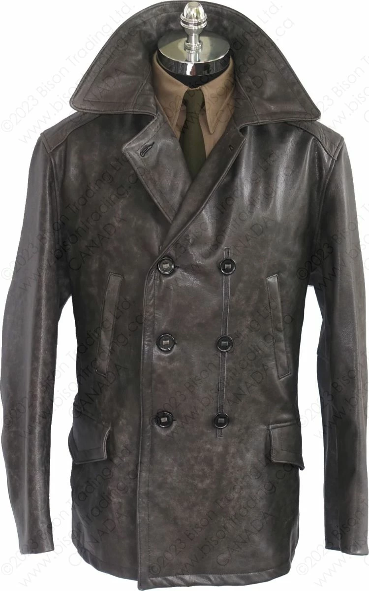 Cockpit USA Vintage Leather Naval Officer's Coat Z21P019 7 Cockpit USA Vintage Leather Naval Officer's Coat Z21P019 - Image 5