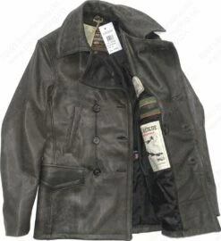 Cockpit USA Vintage Leather Naval Officer's Coat Z21P019 32 Cockpit USA Vintage Leather Naval Officer's Coat Z21P019 -Bison Trading Shop cockpit z21p019 dist xs 22