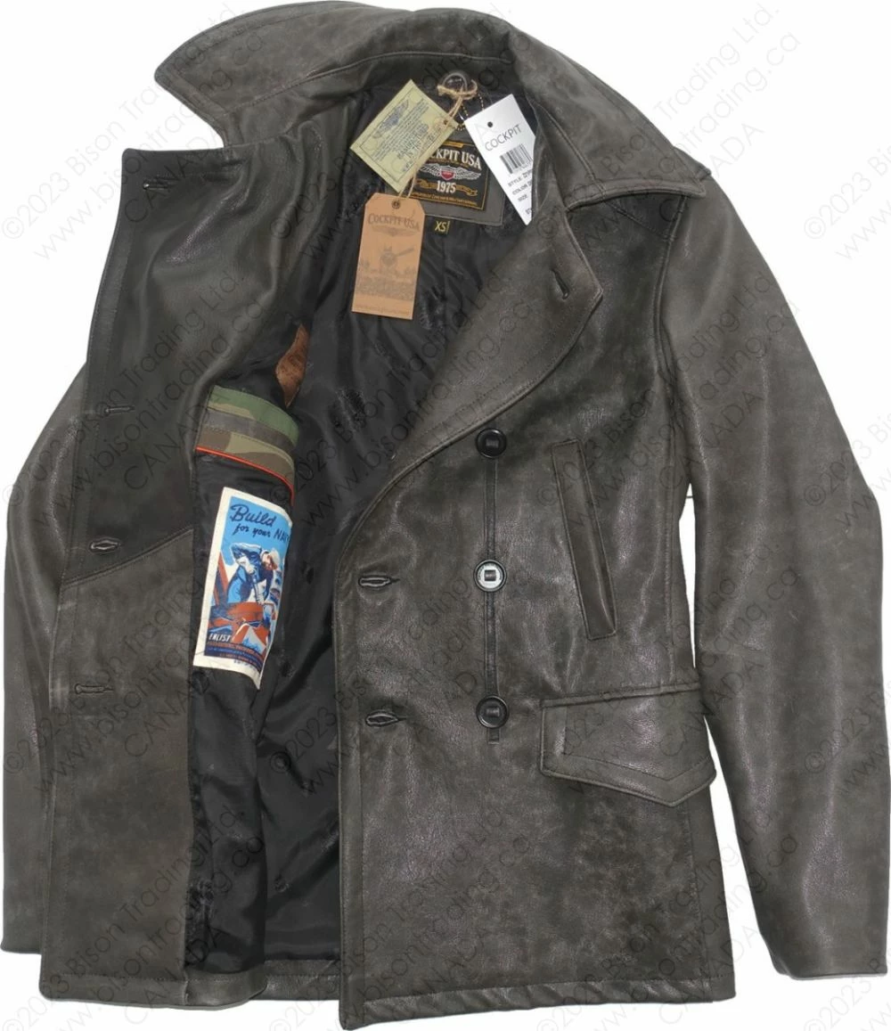 Cockpit USA Vintage Leather Naval Officer's Coat Z21P019 15 Cockpit USA Vintage Leather Naval Officer's Coat Z21P019 - Image 13