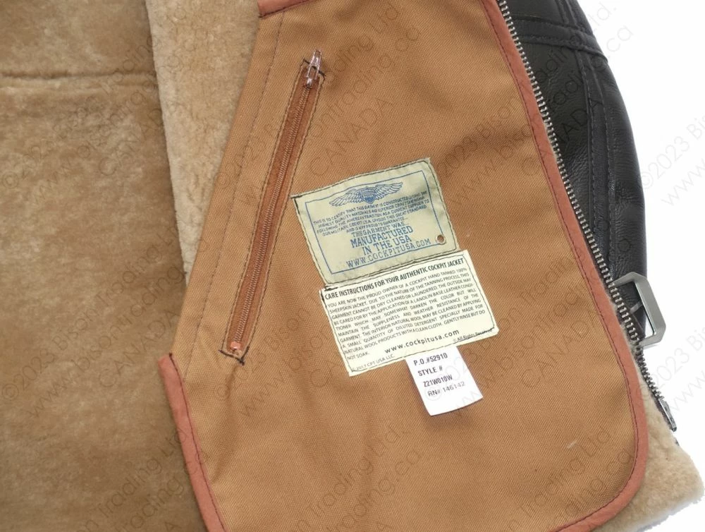 Cockpit USA RAF Fighter Weight Sheepskin Bomber Jacket Z21W010 - 2023 New Edition 19 Cockpit USA RAF Fighter Weight Sheepskin Bomber Jacket Z21W010 - 2023 New Edition - Image 17