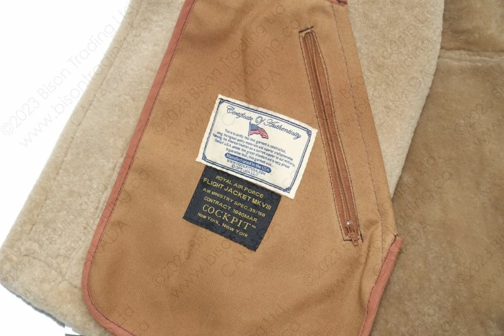 Cockpit USA RAF Fighter Weight Sheepskin Bomber Jacket Z21W010 - 2023 New Edition 20 Cockpit USA RAF Fighter Weight Sheepskin Bomber Jacket Z21W010 - 2023 New Edition - Image 18