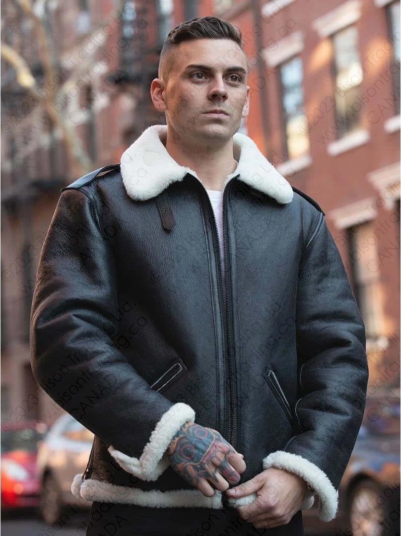 Cockpit USA B-6 Black Shearling Bomber Jacket Z21Y008 7 Cockpit USA B-6 Black Shearling Bomber Jacket Z21Y008 - Image 5