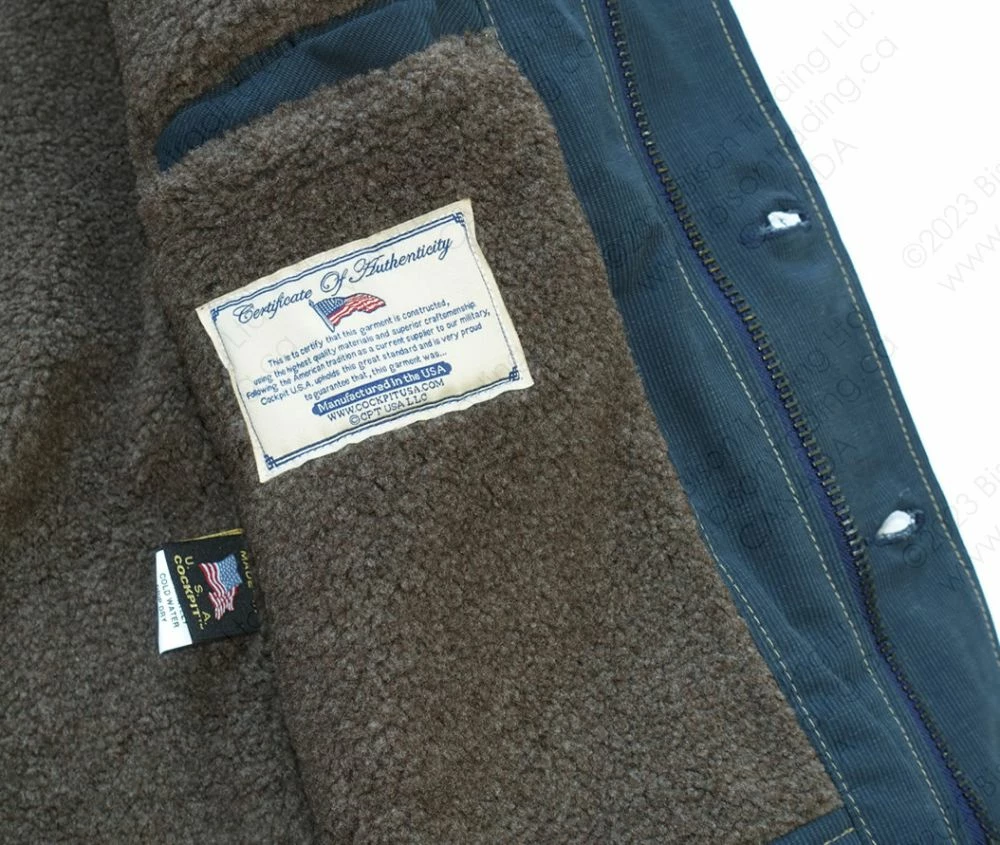 Cockpit USA N1 Bedford Cord Navy Jacket Z26X031 14 Cockpit USA N1 Bedford Cord Navy Jacket Z26X031 - Image 12