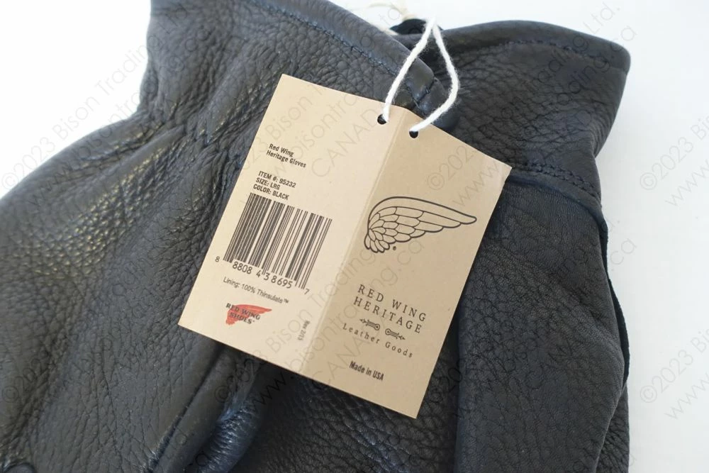 Red Wing Heritage Black Buckskin Leather - Lined Glove Item No. 95232 5 Red Wing Heritage Black Buckskin Leather - Lined Glove Item No. 95232 - Image 3