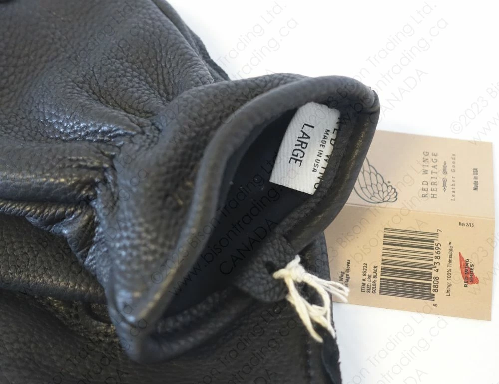 Red Wing Heritage Black Buckskin Leather - Lined Glove Item No. 95232 7 Red Wing Heritage Black Buckskin Leather - Lined Glove Item No. 95232 - Image 5