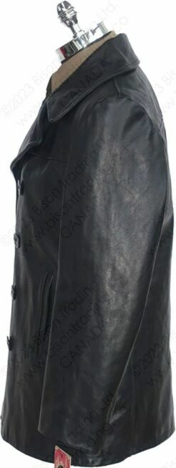 Schott NYC Leather Naval Pea Coat STYLE: 140 -Bison Trading Shop schott 140 blk 40 12