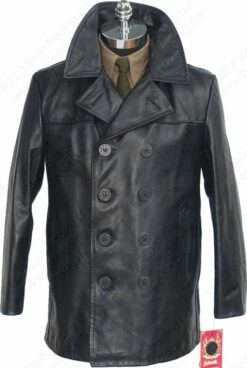 Schott NYC Leather Naval Pea Coat STYLE: 140 -Bison Trading Shop schott 140 blk 40 15