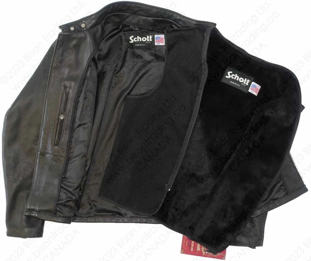 Schott NYC Classic Racer Leather Motorcycle Jacket STYLE: 141 14 Schott NYC Classic Racer Leather Motorcycle Jacket STYLE: 141 - Image 12
