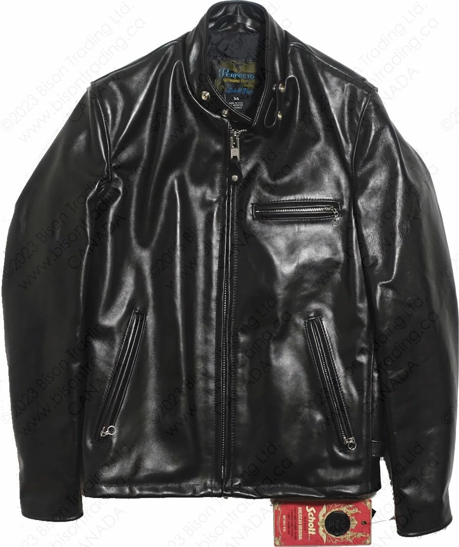 Schott NYC Classic Schott Racer Black Leather Motorcycle Jacket In Horsehide STYLE: 641HH 8 Schott NYC Classic Schott Racer Black Leather Motorcycle Jacket In Horsehide STYLE: 641HH - Image 6