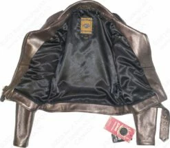 Schott NYC Women's Metallic Lambskin Cropped Perfecto® Jacket STYLE: 221W -Bison Trading Shop schott 221w s 17