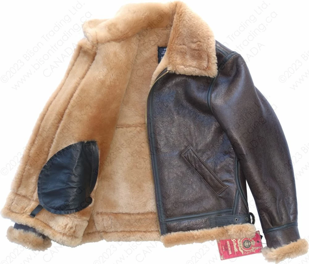 Schott NYC Classic B-3 Sheepskin Leather Bomber Jacket - 257S Gold 16 Schott NYC Classic B-3 Sheepskin Leather Bomber Jacket - 257S Gold - Image 14