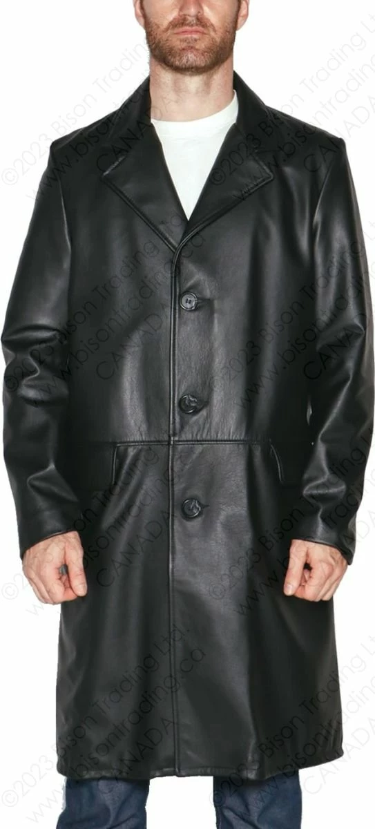 Schott NYC Men's Lightweight Cowhide Trench Coat STYLE: 495 5 Schott NYC Men's Lightweight Cowhide Trench Coat STYLE: 495 - Image 3