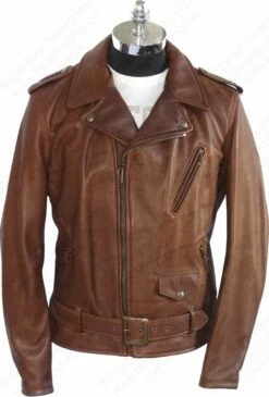 Schott NYC Waxy Natural Cowhide 50's Perfecto® Motorcycle Leather Jacket STYLE: 519 Brown