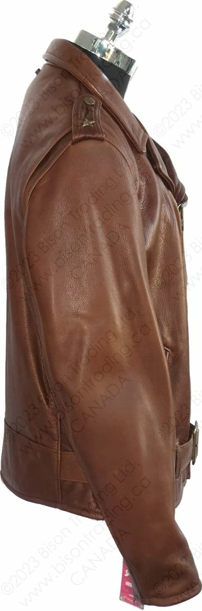 Schott NYC Waxy Natural Cowhide 50's Perfecto® Motorcycle Leather Jacket STYLE: 519 Brown 5 Schott NYC Waxy Natural Cowhide 50's Perfecto® Motorcycle Leather Jacket STYLE: 519 Brown - Image 4