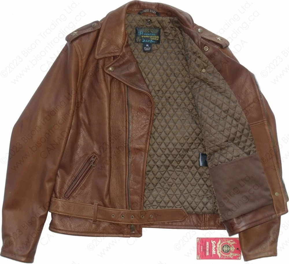 Schott NYC Waxy Natural Cowhide 50's Perfecto® Motorcycle Leather Jacket STYLE: 519 Brown 12 Schott NYC Waxy Natural Cowhide 50's Perfecto® Motorcycle Leather Jacket STYLE: 519 Brown - Image 11