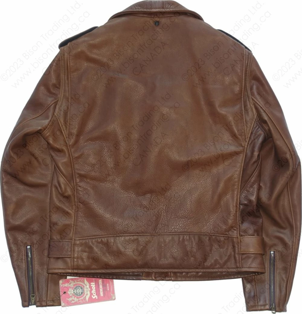 Schott NYC Waxy Natural Cowhide 50's Perfecto® Motorcycle Leather Jacket STYLE: 519 Brown 15 Schott NYC Waxy Natural Cowhide 50's Perfecto® Motorcycle Leather Jacket STYLE: 519 Brown - Image 14