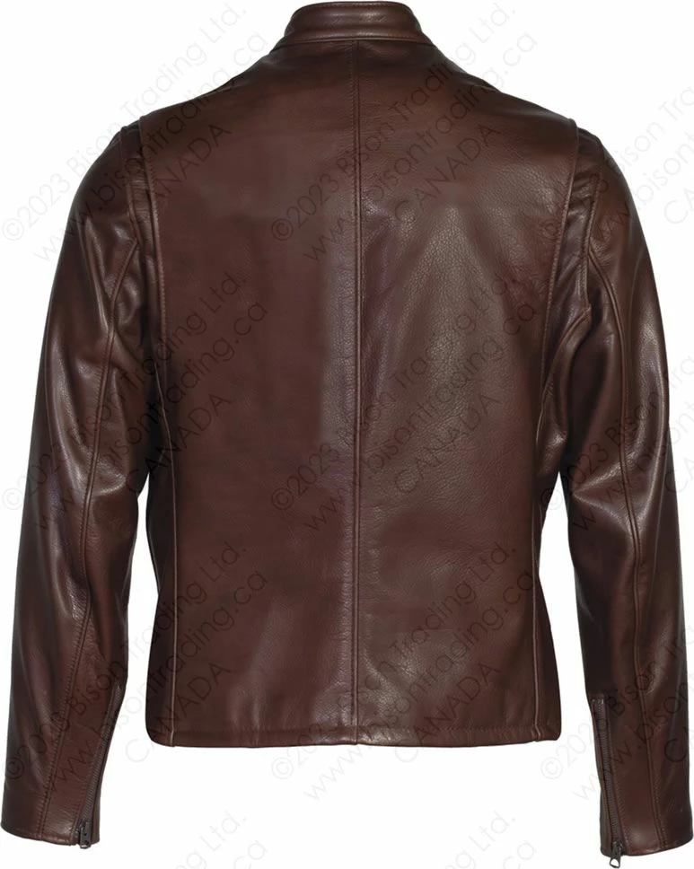 Schott NYC Waxed Natural Pebbled Cowhide Café Leather Jacket STYLE: 530 Brown 4 Schott NYC Waxed Natural Pebbled Cowhide Café Leather Jacket STYLE: 530 Brown - Image 2