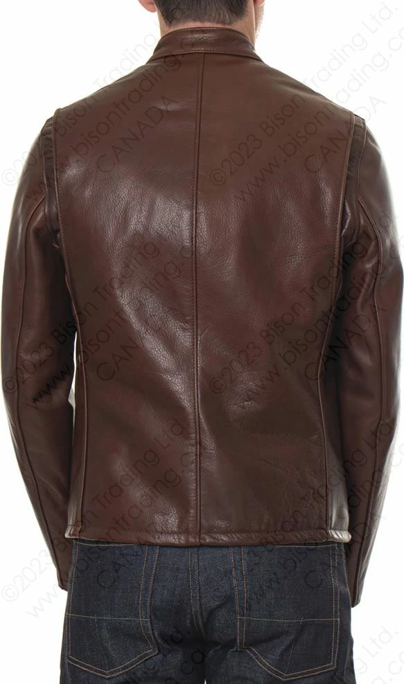 Schott NYC Waxed Natural Pebbled Cowhide Café Leather Jacket STYLE: 530 Brown 6 Schott NYC Waxed Natural Pebbled Cowhide Café Leather Jacket STYLE: 530 Brown - Image 4