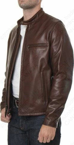 Schott NYC Waxed Natural Pebbled Cowhide Café Leather Jacket STYLE: 530 Brown 26 Schott NYC Waxed Natural Pebbled Cowhide Café Leather Jacket STYLE: 530 Brown -Bison Trading Shop schott 530 20 brn 5 1