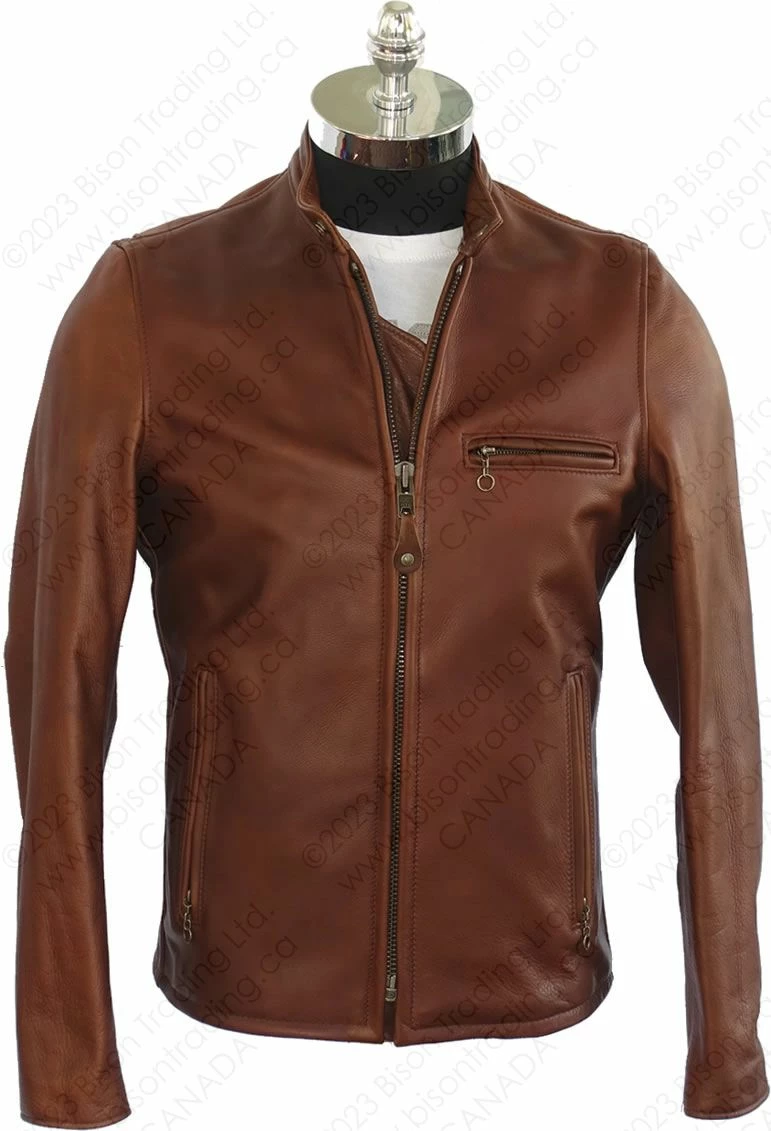 Schott NYC Waxed Natural Pebbled Cowhide Café Leather Jacket STYLE: 530 Brown 12 Schott NYC Waxed Natural Pebbled Cowhide Café Leather Jacket STYLE: 530 Brown - Image 10