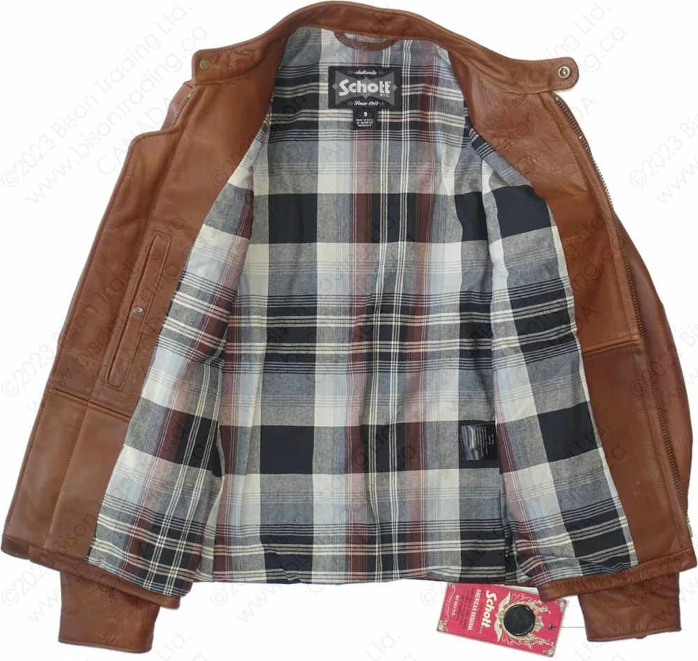 Schott NYC Waxed Natural Pebbled Cowhide Café Leather Jacket STYLE: 530 Brown 16 Schott NYC Waxed Natural Pebbled Cowhide Café Leather Jacket STYLE: 530 Brown - Image 14