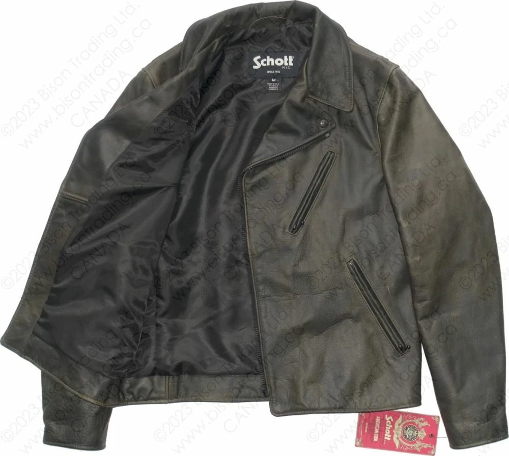 Schott NYC Men's Cowhide Motorcycle Jacket STYLE: 533 14 Schott NYC Men's Cowhide Motorcycle Jacket STYLE: 533 - Image 12