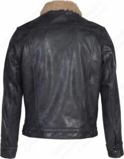 Schott NYC Men's Buffalo Leather Trucker Jacket With Sheepskin Collar STYLE: 545 -Bison Trading Shop schott 545 2
