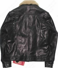 Schott NYC Men's Buffalo Leather Trucker Jacket With Sheepskin Collar STYLE: 545 -Bison Trading Shop schott 545 21