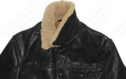 Schott NYC Men's Buffalo Leather Trucker Jacket With Sheepskin Collar STYLE: 545 -Bison Trading Shop schott 545 26