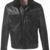 Schott NYC Men's Buffalo Leather Trucker Jacket With Sheepskin Collar STYLE: 545 1 Schott NYC Men's Buffalo Leather Trucker Jacket With Sheepskin Collar STYLE: 545 -Bison Trading Shop schott 545 allblk 1