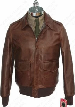 Schott NYC Waxed Natural Pebbled Cowhide A-2 Leather Flight Jacket STYLE: 574